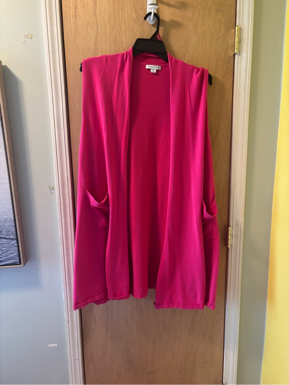 Allison + Zoe Hot Pink Open-Front Knit Vest